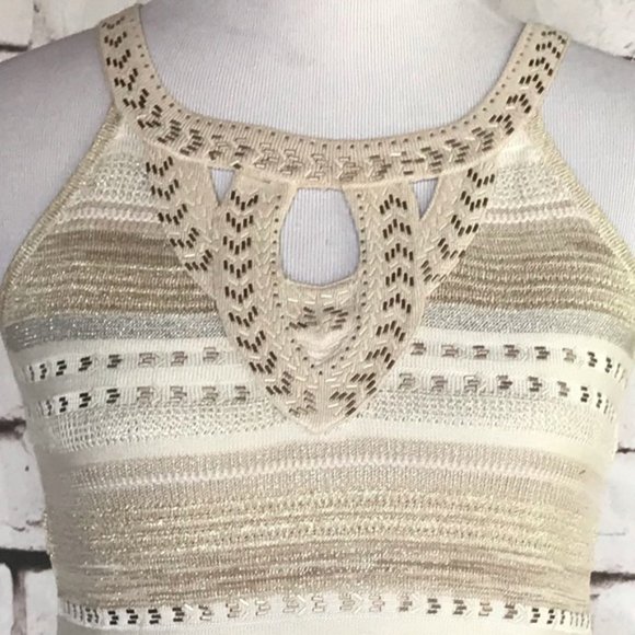 WHBM Warm Neutral Embellished Halter Top - Picture 7 of 7